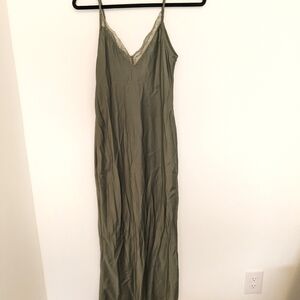 American Eagle Medium Olive Green Slip Dress with side slit